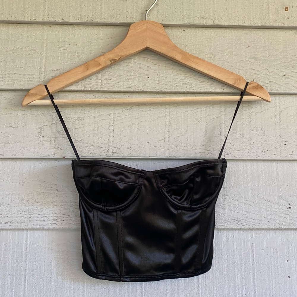 Black satin corset top